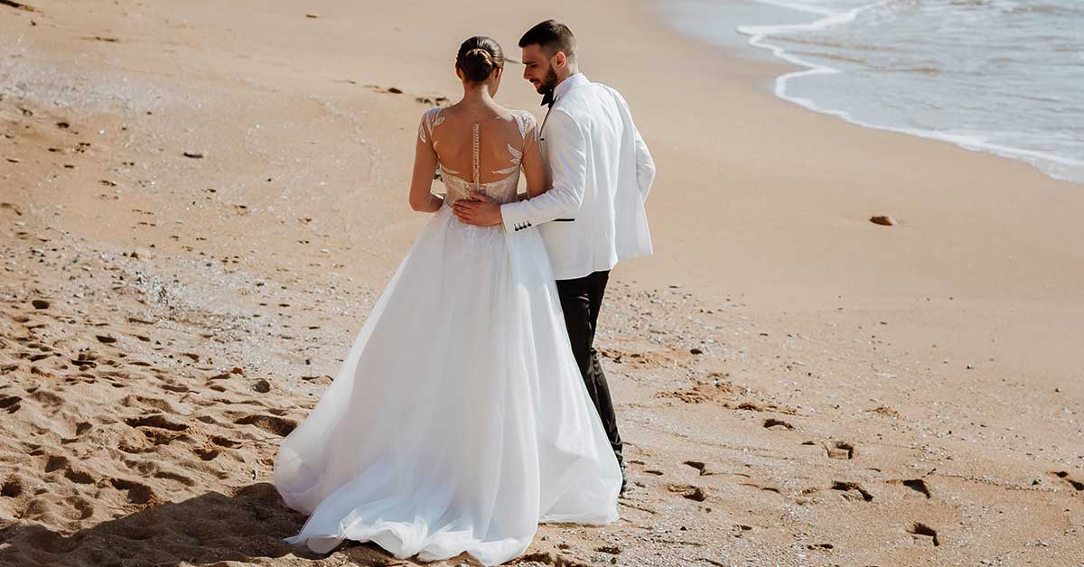Best beaches to get married in Europe – beach wedding ceremony at golden hour