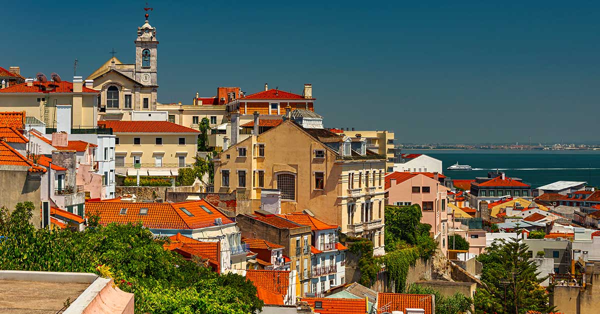 Miradouro de Santa Catarina, the Adamastor, with a view of the Ponte 25 de Abril