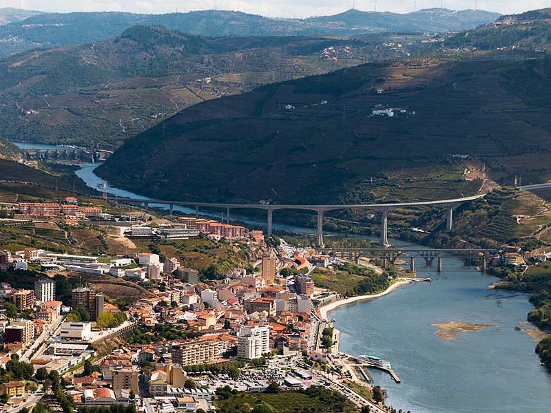 Peso da Régua Douro Valley winter vineyards Portugal
