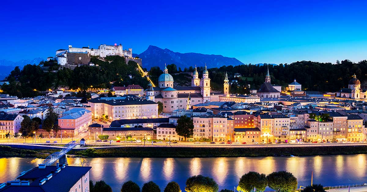 Salzburgo Áustria mercado de Natal Mozart