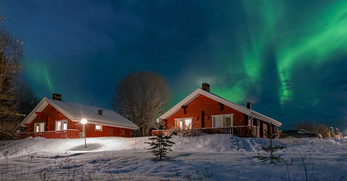 Lapónia Finlandesa Rovaniemi auroras boreais inverno