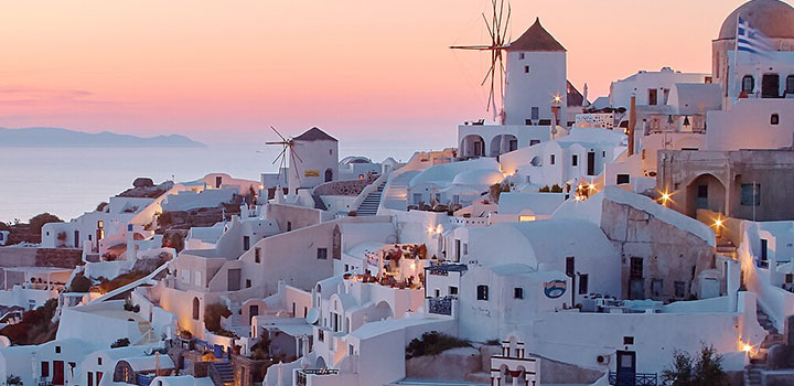 Santorini, destinos românticos na europa